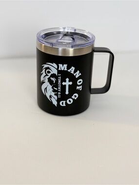 Man of God Black Insulated Travel Mug with Lid